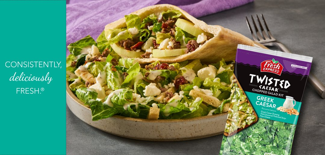 FreshUpdates's tweet photo. Join us on a Grecian adventure with our Greek Caesar Salad Pita Pockets with Spiced Meat:
https://t.co/6KCUpjyzjS

Share a selfie with your favorite Fresh Express® Caesar Kit using the hashtag #FreshCaesarLove for a chance to win! 

Rules >> https://t.co/76cJasTUP9. https://t.co/HbpumcgyJK