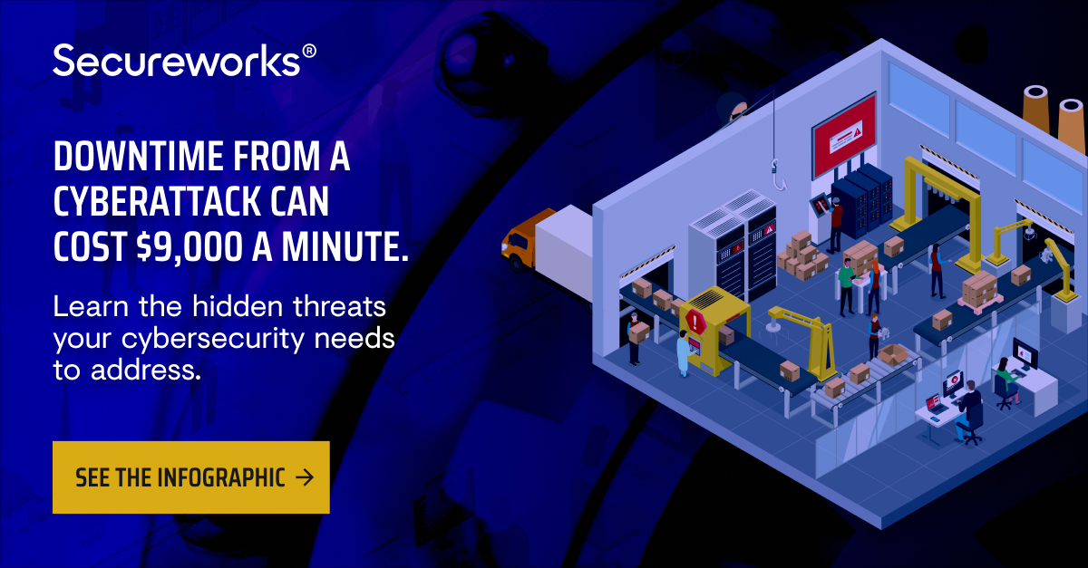Secureworks's tweet photo. In manufacturing, unplanned downtime costs around $148 per second – with #ransomware and #BEC often leaving business systems impaired for days, it’s easy to see the importance of good #cybersecurity 🛡️
Learn More: https://t.co/UkSknpuz0A #Secureworks #SECMF https://t.co/1ppynjaVdd