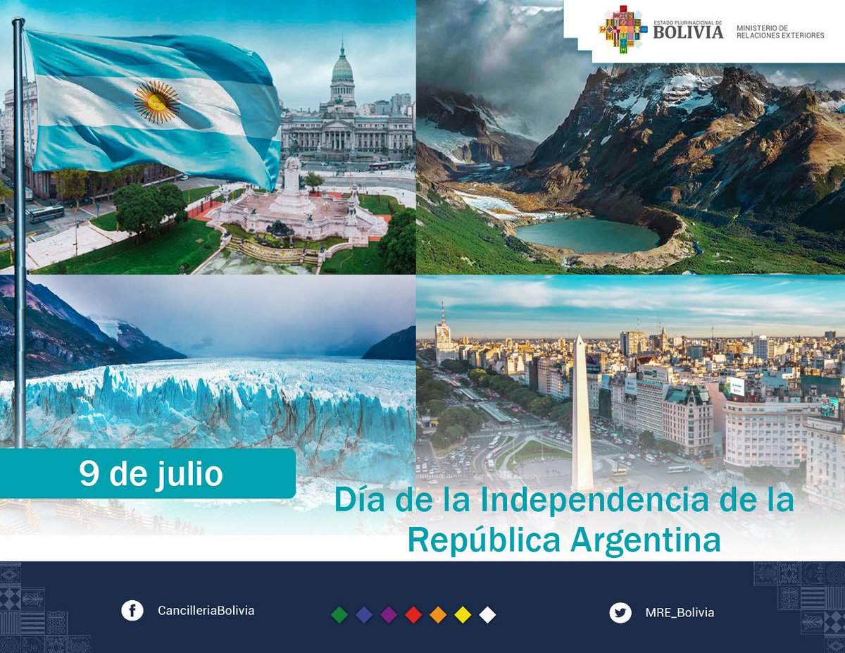 MRE_Bolivia's tweet photo. 🇧🇴🤝🇦🇷 La Cancillería de Bolivia felicita al pueblo y Gobierno de la hermana República de #Argentina, en la conmemoración del Día de su Independencia.
Hoy seguimos fortaleciendo nuestros lazos de amistad y cooperación entre ambos países, para promover los valores que tanto aprecian nuestros pueblos: democracia, libertad y paz.