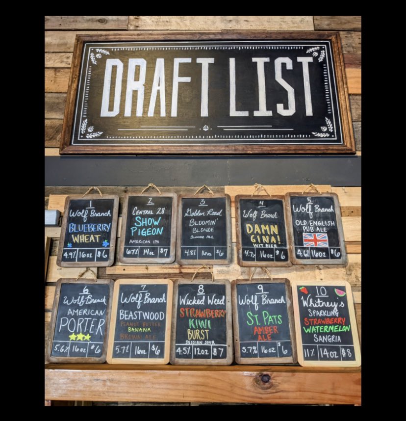 The Wolf Branch Brewery Draft List… Eustis,Fl