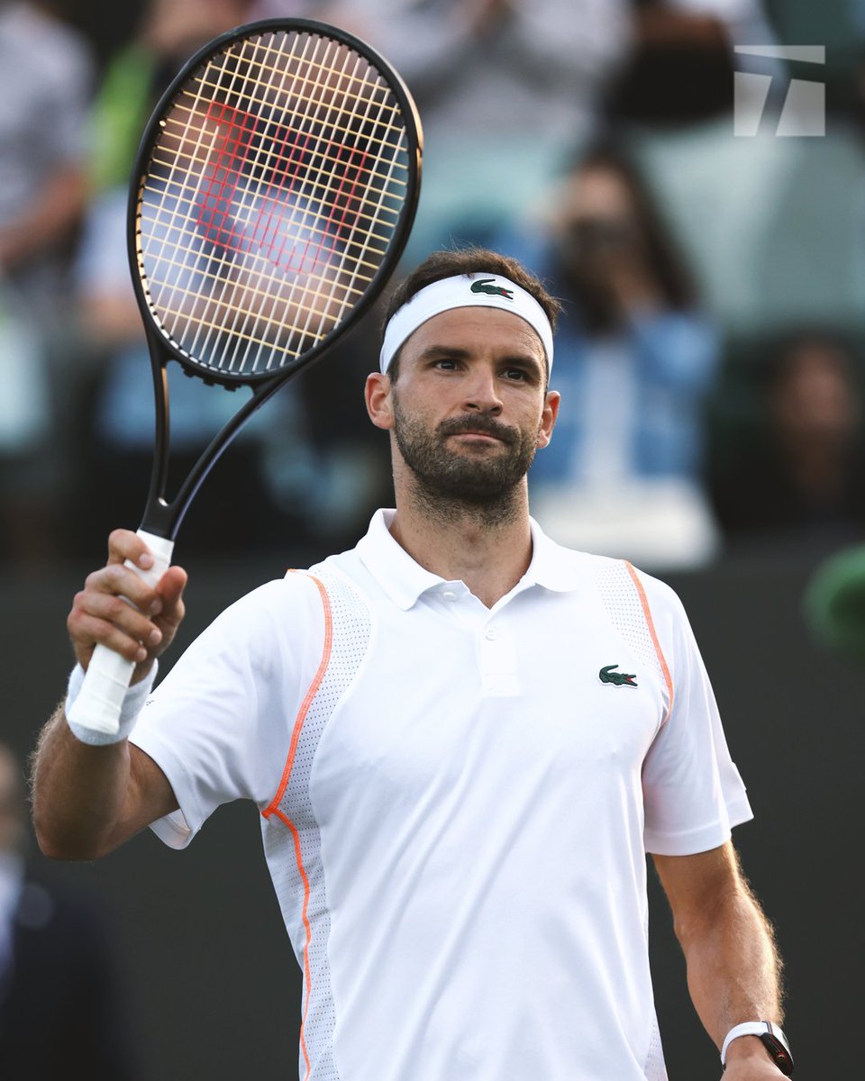 TennisChannel's tweet photo. Grigor Dimitrov is a man on a mission 😤

Round 3: 6-2, 6-3, 6-2 vs Tiafoe
Round 2: 6-3, 6-4, 6-4 vs Ivashka
Round 1: 6-1, 6-2, 6-1 vs Sho

#Wimbledon https://t.co/IReErXFKdb