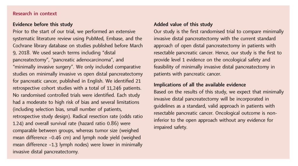 Mohamed Abu Hilal (@abuhilal9abu) on Twitter photo It is my great pleasure to see the DIPLOMA trial published thelancet.com/journals/lanep…
MIDP for PDAC is'nt inferior to open for R0 resection, 258pts. A big 🙏to all 35 centers! Enjoy free access for more details <a href="/IHPBA/">IHPBA</a> <a href="/EAHPBA/">E-AHPBA</a> <a href="/MarcBesselink/">Marc Besselink</a> <a href="/maarten_korrel/">Maarten Korrel</a> <a href="/JonyvanHilst/">JonyvanHilst</a> <a href="/hpb_so/">SoMe4HPB</a> . It is my great pleasure to see the DIPLOMA trial published thelancet.com/journals/lanep…
MIDP for PDAC is'nt inferior to open for R0 resection, 258pts. A big 🙏to all 35 centers! Enjoy free access for more details <a href="/IHPBA/">IHPBA</a> <a href="/EAHPBA/">E-AHPBA</a> <a href="/MarcBesselink/">Marc Besselink</a> <a href="/maarten_korrel/">Maarten Korrel</a> <a href="/JonyvanHilst/">JonyvanHilst</a> <a href="/hpb_so/">SoMe4HPB</a> .