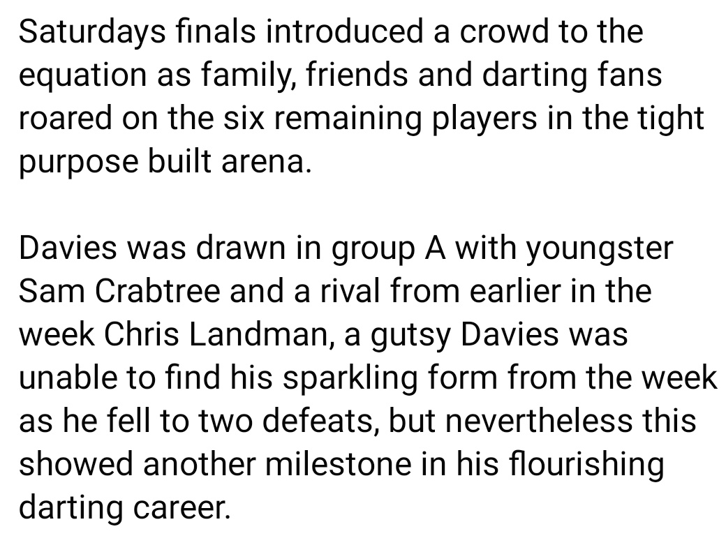 A brilliant week for our boy <a href="/DaiDavies23/">David Davies</a> as he makes the finals night of the <a href="/MSSdarts/">MODUS Super Series</a> 

Well done pal 👍❤️🎯🏴󠁧󠁢󠁷󠁬󠁳󠁿