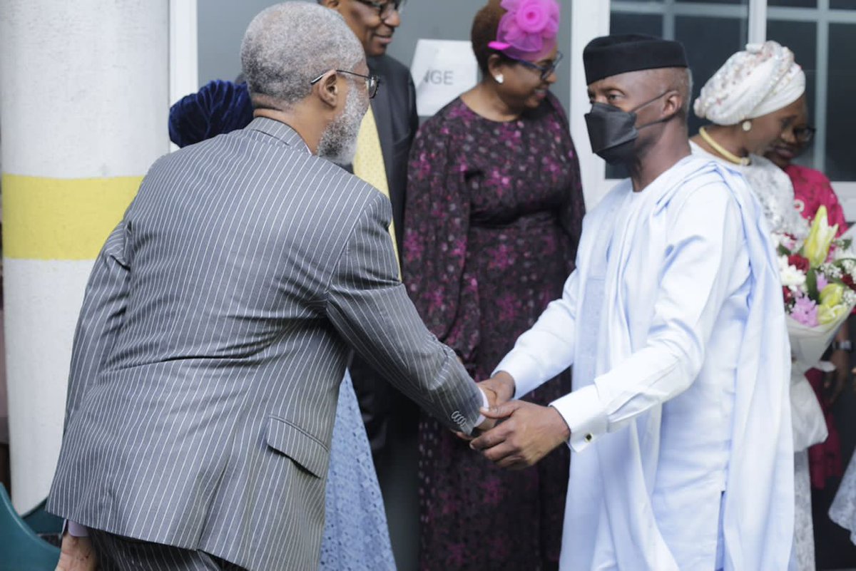 VillaUpdatesng's tweet photo. Immediate Past Vice President Prof. Yemi Osinbajo SAN GCON attends the RCCG Olive Tree Church Thanksgiving Service after 8 years of meritorious service to the nation held in his honor in Ikoyi, Lagos. 9th July, 2023. https://t.co/AVfPgpQvPx