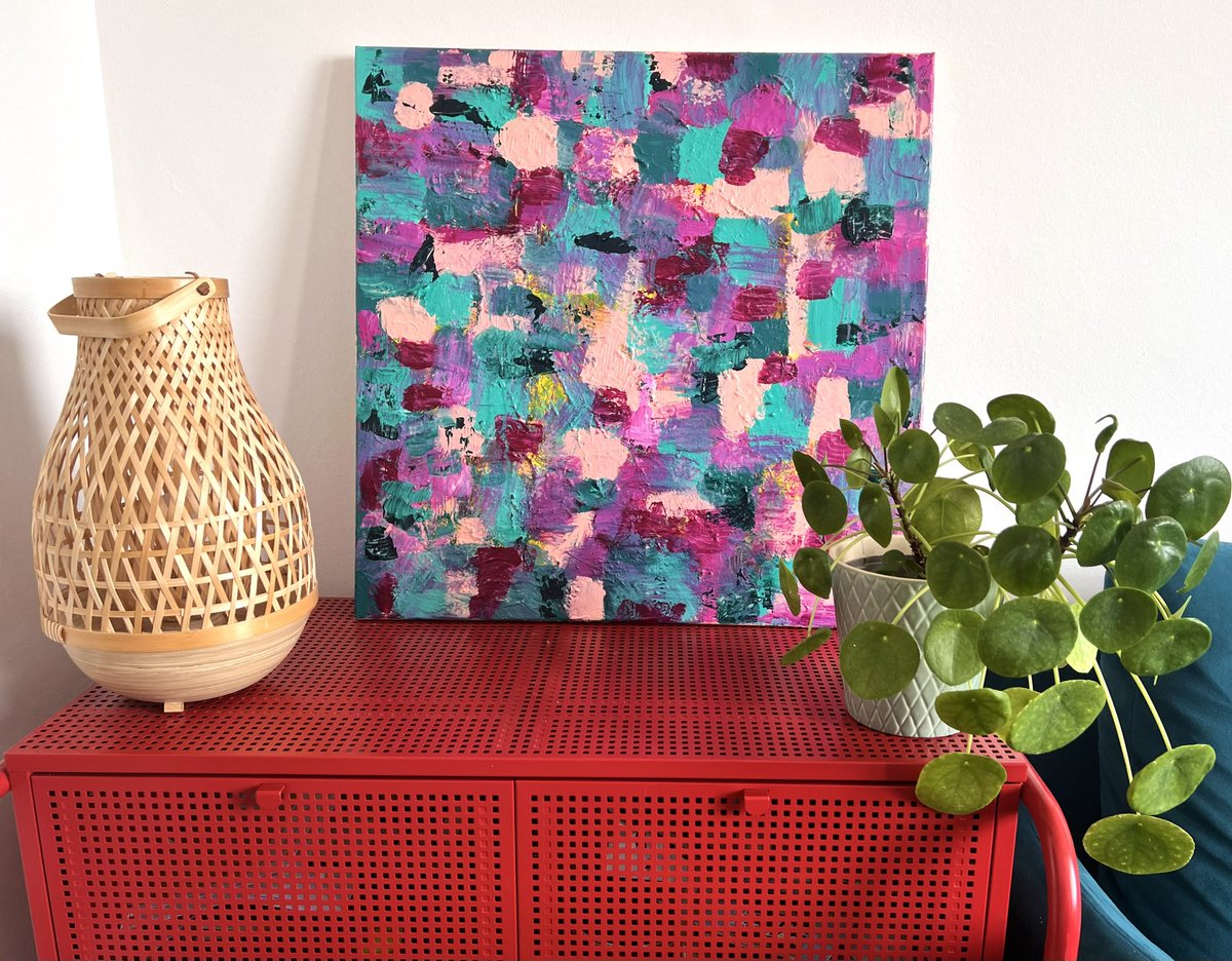 PatternAbstract's tweet image. New painting🎨Lots of layers, textures, colours and fun. It changes the ambiance of the room - uplifting, energising, transformative. Happy Sunday #abstractpattern #abstractpainting #acrylicpainting