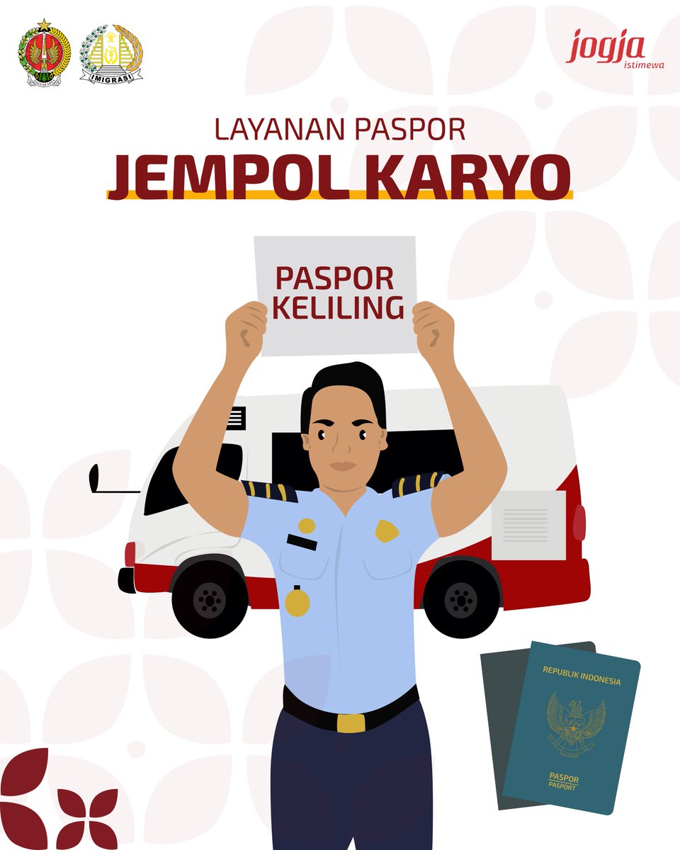humas_jogja's tweet photo. Halo sedulur semua, yang tidak mau ribet ke kantor Imigrasi untuk membuat paspor bisa memanfaatkan layanan Jempol Karyo nih!

Tapi harus rame-rame ya Lur, ajak warga RT/Desa/Kalurahan untuk memembuat paspor bersama.

#paspor
#imigrasiindonesia
#wbbm
#kantorimigrasiyogyakarta https://t.co/zD0rWBRm5T