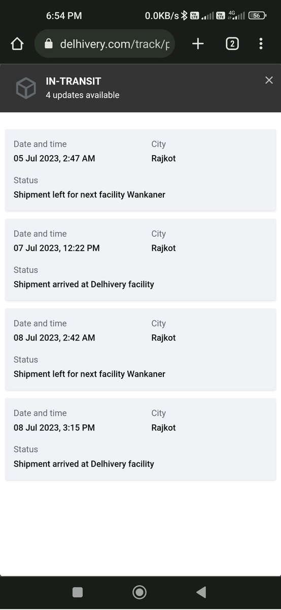 mdtahsin91's tweet photo. @help_delhivery @delhivery
This is my parcel stuck since 29th June: no one has come yet to deliver, this is a service.
TRACKING ID
12490110010360
@DelhiveryD please see this issue https://t.co/lWtaYpAsUa