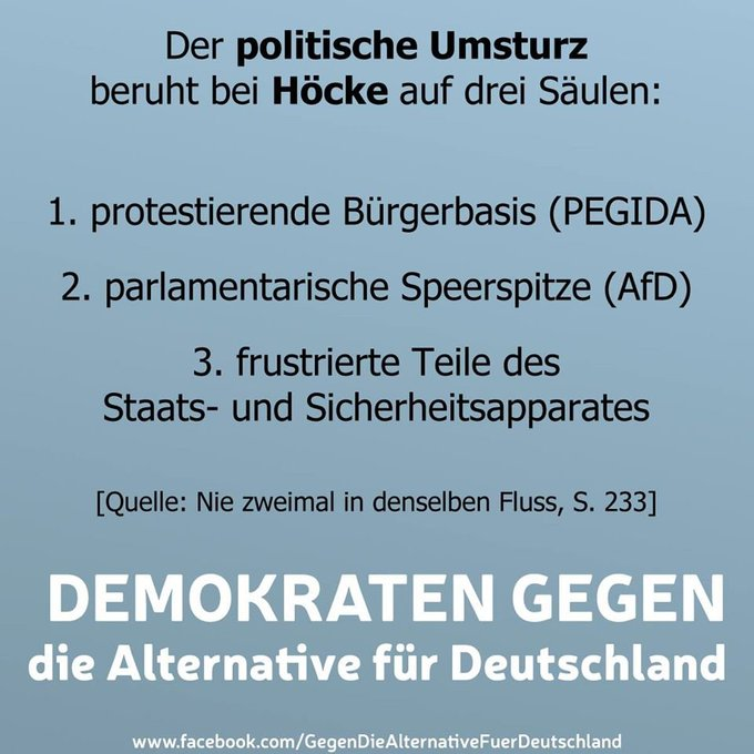 Gegen_die_AfD's tweet photo. Der Nazi #Hoecke schrieb in seinem Buch das sein Umsturz in 3 Stufen verläuft: 
1.) Protestierende Bürgerbasis 
2.) Parlamentarische Speerspitze 
3.) Frustrierte Beamte 
#NoAfD #AfD https://t.co/TR36f2S2q6