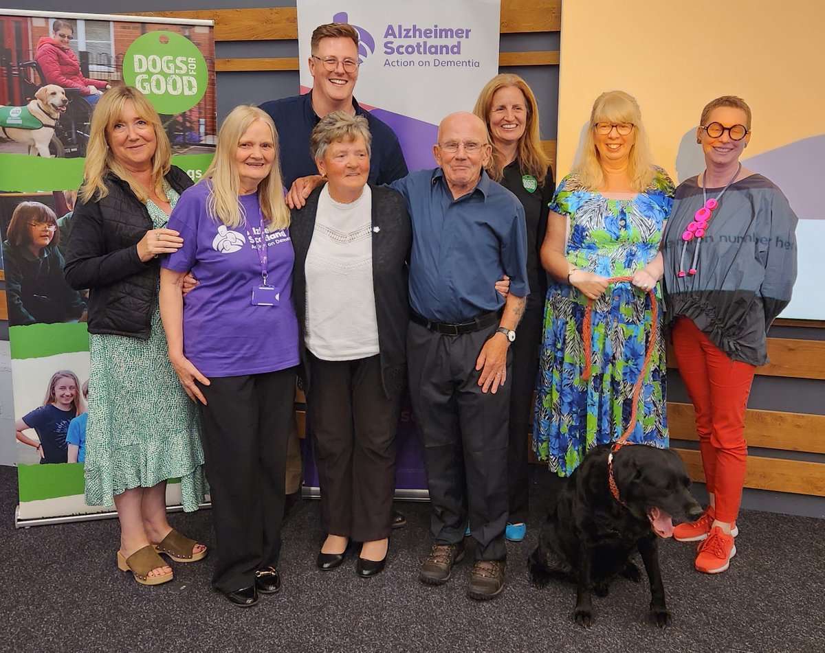 dementiadog's tweet photo. 10th anniversary event. So thankful to the original group of individuals. Without those visionary ideas &amp; those who made them reality we would not be here and still growing today. Thanks to Anne Rankin for the amazing cake she surprised us with on the day @DogsForGoodUK @alzscot https://t.co/Ew6cyBV6Xm
