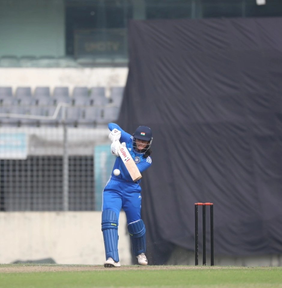 mandhana_smriti's tweet photo. First win in the bag. Proud of this team and the energy we bring to the game. Let's keep this going. #BANvIND https://t.co/x1o7Hn6Yl7