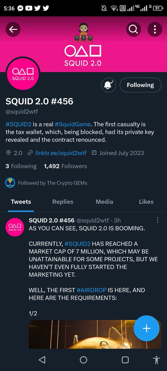 CatsGemqueen's tweet photo. @squid2wtf #SQUID2 @squid2wtf is the best project in crypto space!!!🚀🚀🚀

0x53e8477E4DCb6425f0A2fbb84610005A4Ec56F8c https://t.co/eBVxewoLOK
