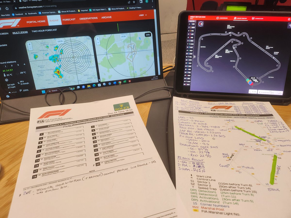 F1 British GP is just about to roar into action, with rain in the area, this could be anyone's race. Join <a href="/damien_reid/">Damien Reid</a> and myself at 5pm KSA time, 6pm UAE time for all the action on SSC2 &amp; Shaid VIP app