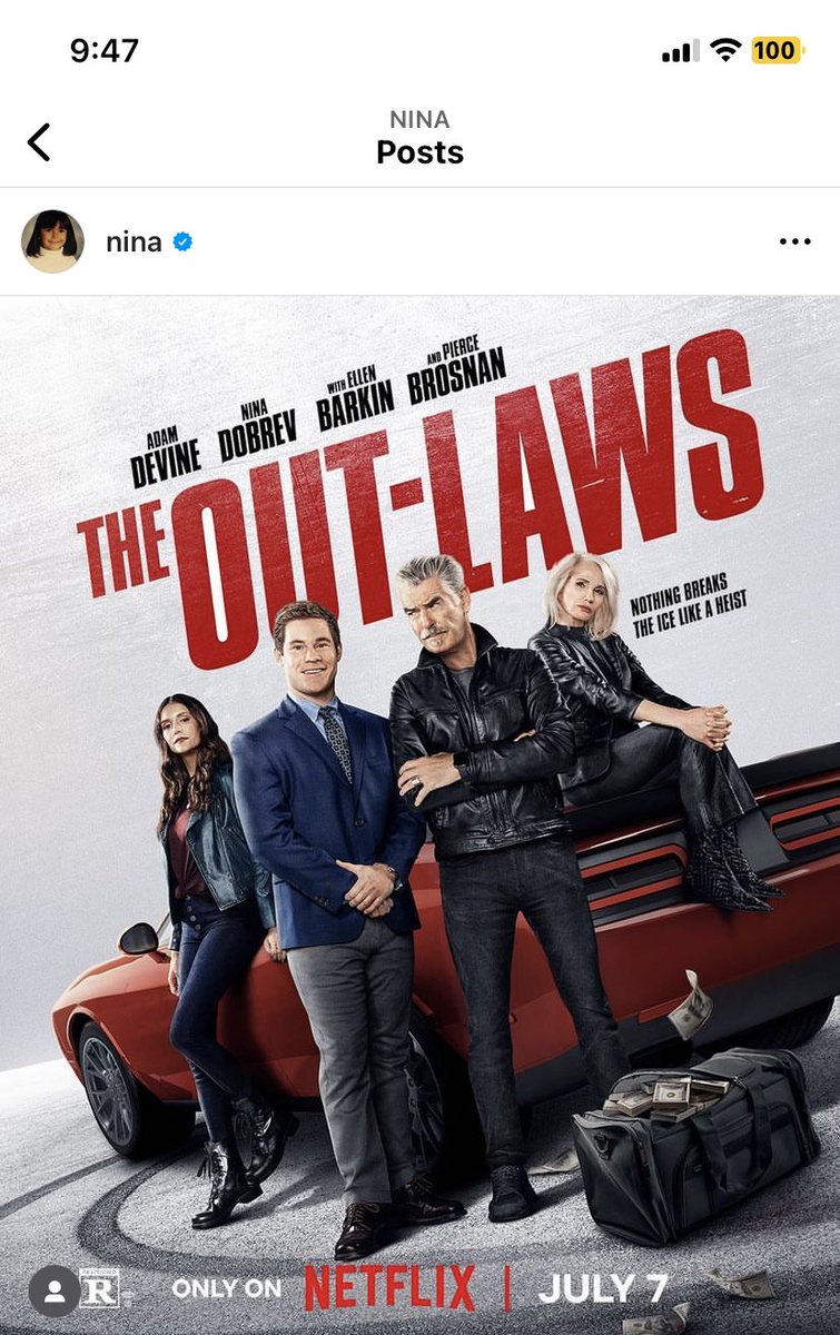 alexamorgal1's tweet image. Everyone watch outlaws it’s the greatest movie ever !! @ninadobrev @ADAMDEVINE #outlaws