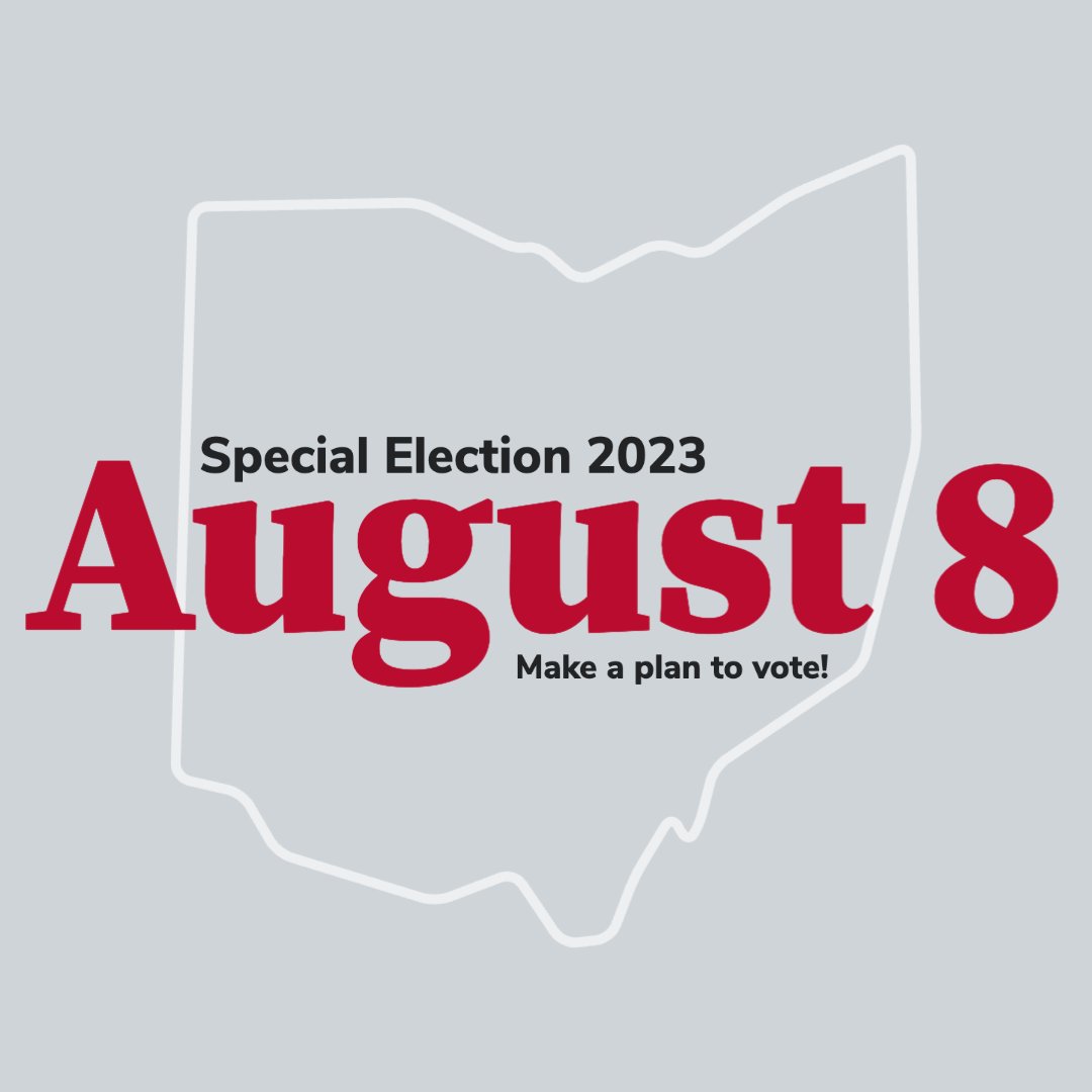 Tomorrow is the last day to register to vote in Ohio before next month’s special election. Make sure your voice is heard on Aug. 8!