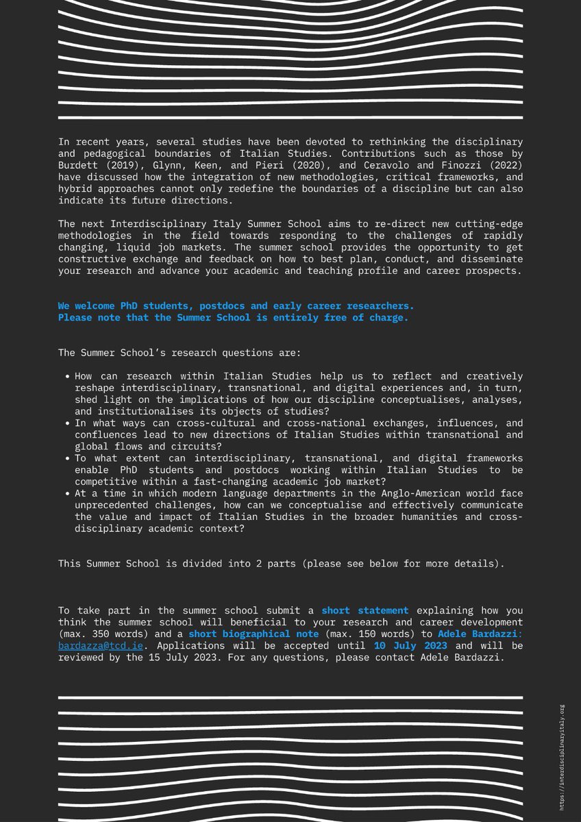 Deadline tomorrow 👾 

4th Interdisciplinary Italy Summer School <a href="/SenateHouseLib/">Senate House Library</a> on 15-16 Sep!

The Summer School is organized by <a href="/Interdiscitaly/">InterdiscItaly</a>  and thanks to the generous funding from <a href="/Soc4ItalStudies/">Society for Italian Studies</a> it is free of charge