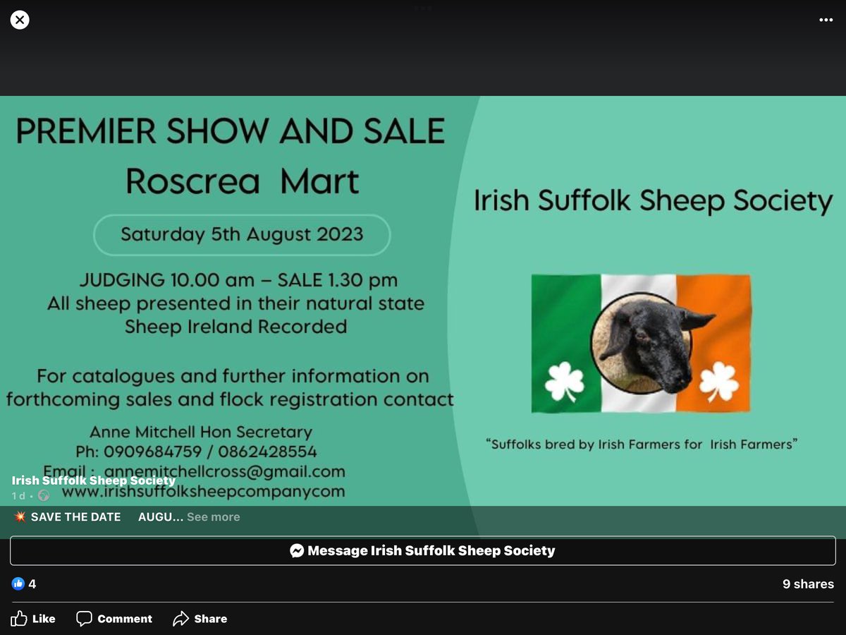Suffolk PREMIERE Sale, ROSCREA august 5 th