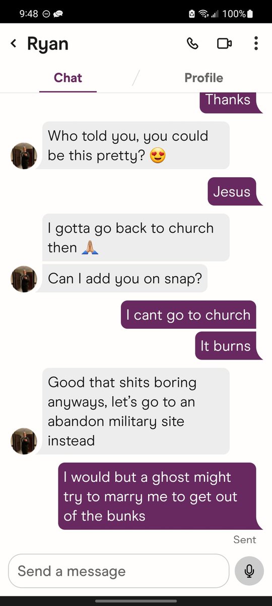 WickedOF6661's tweet photo. Should I post more of my dating app funnies or nah https://t.co/oYwbe4ewwD