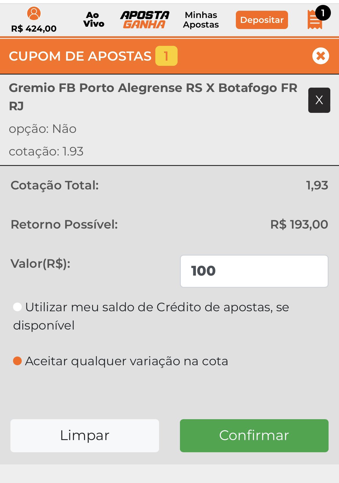 Termos Aposta Ganha 50