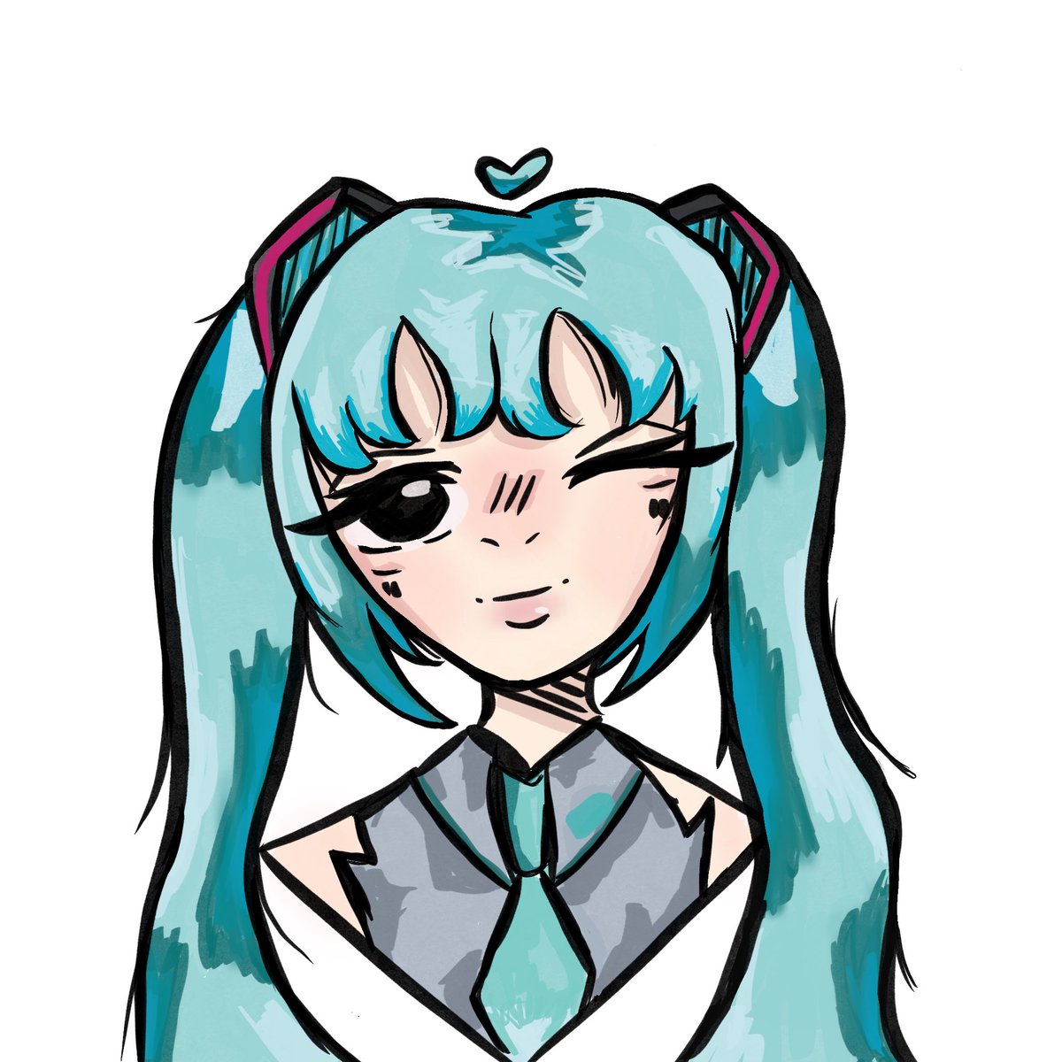 Bubble_Munchkin's tweet photo. Miku in my art style YIPPIEEEEE https://t.co/WVy6x7HRpT