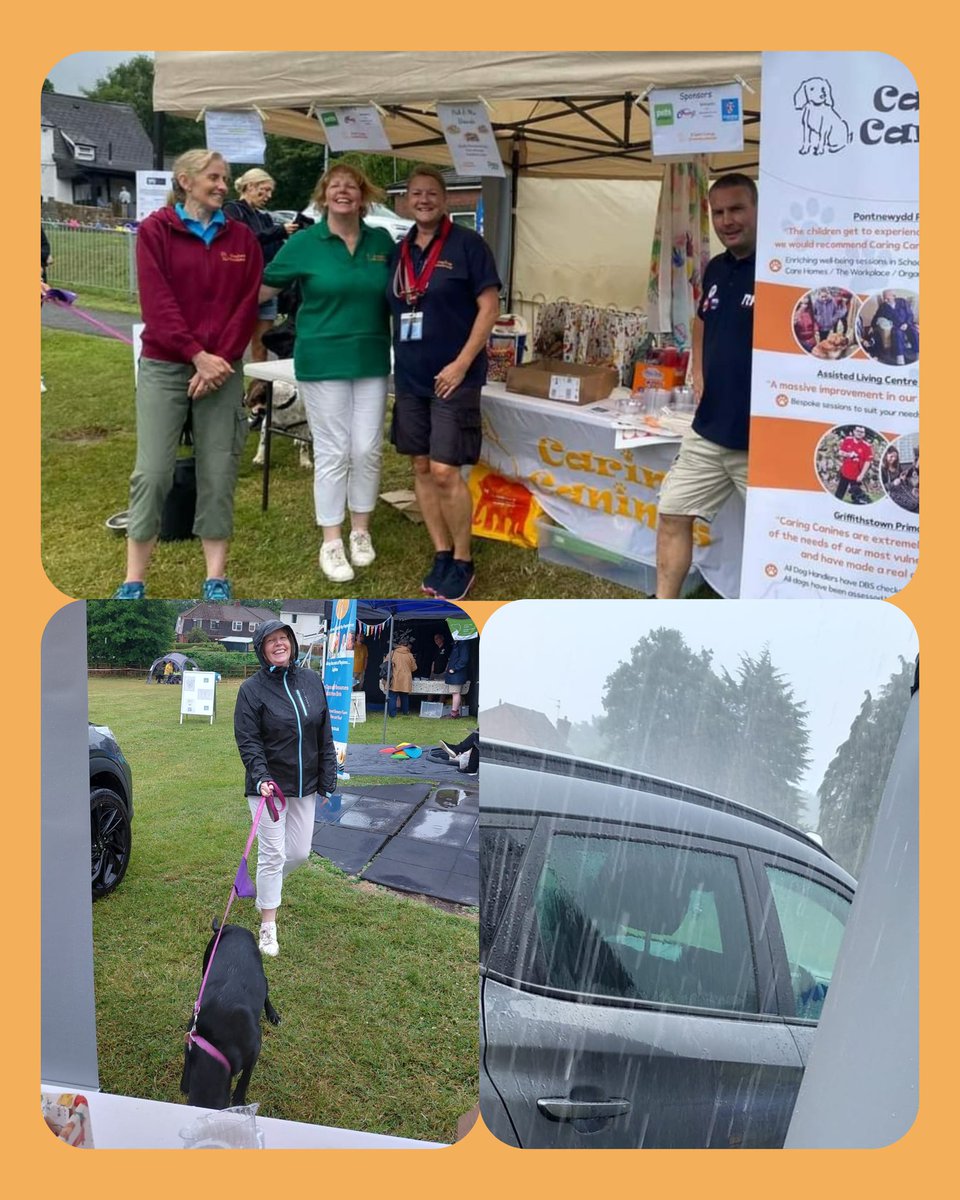 Rain + thunder did NOT stop play yesterday at Henllys Fete ⛈ A BIG thank you to all who came to say hello and gave donations. Just over £100 raised for Retired Police Dogs of Gwent by Caring Canines. £80 also raised from the Helnllys Rotary Dog show for RPD.. ❤ 🐾