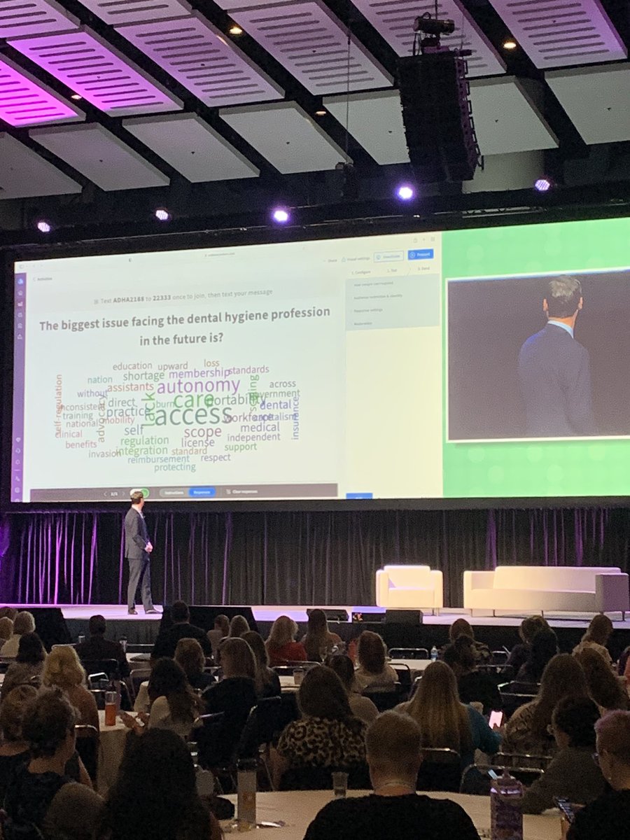 TheADSO's tweet photo. ADSO Executive Director begins the panel asking the audience what the biggest issue facing the future of the dental hygienist profession #ADHA23 https://t.co/R75fB7h1j7