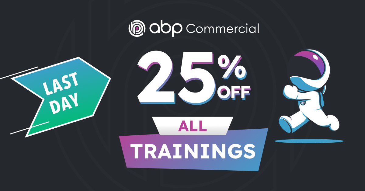 abpcommercial's tweet photo. ⏳ Time's up, skill-seekers! ⚡️ Today marks the grand finale for a 25% discount on all #ABPTraining! 

🚨🛒LAST HOURS before it fades away: https://t.co/Vq1rwUhpp7 

#abpframework #abpcommercial #ABPCommercialTraining #LastCall #summer https://t.co/0RkcFSpMj4