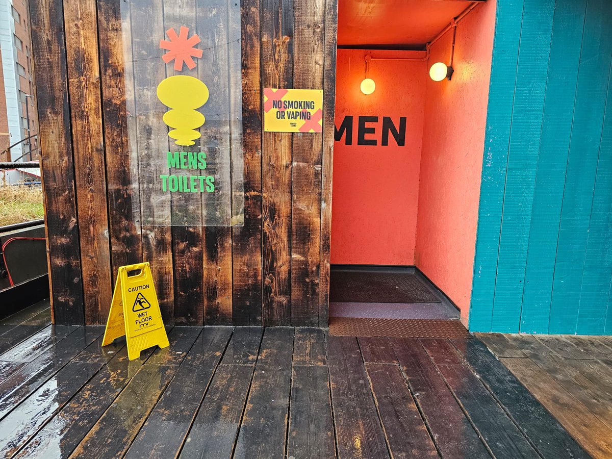 WRNCalderBradf's tweet photo. Hey @WRN_Manchester you aware of this sexist nonsense? One of our members is at @freightisland in your neck of woods. Men get their own toilets. And oh look, women have to share with 'non-binary' - a lot of which seem to be men. Why don't women deserve a single-sex space Freight? https://t.co/PN1LXVmJ8A