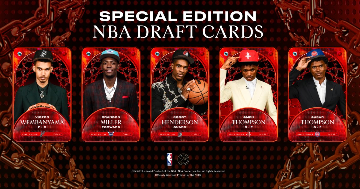 Auctions are LIVE for NBA Draft Special Edition Cards. 

Head over to the marketplace and Victor Wembanyama, Brandon Miller, Scoot Henderson, Amen Thompson, and Ausar Thompson could be yours. 

Auctions expire on Wednesday, July 12. Link: go.sorare.com/nhyyd