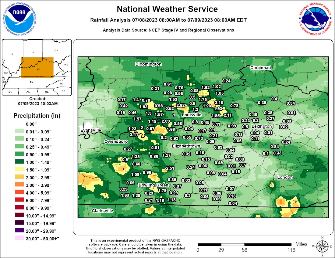 NWS Louisville on Twitter "24hour observed rainfall analysis ending