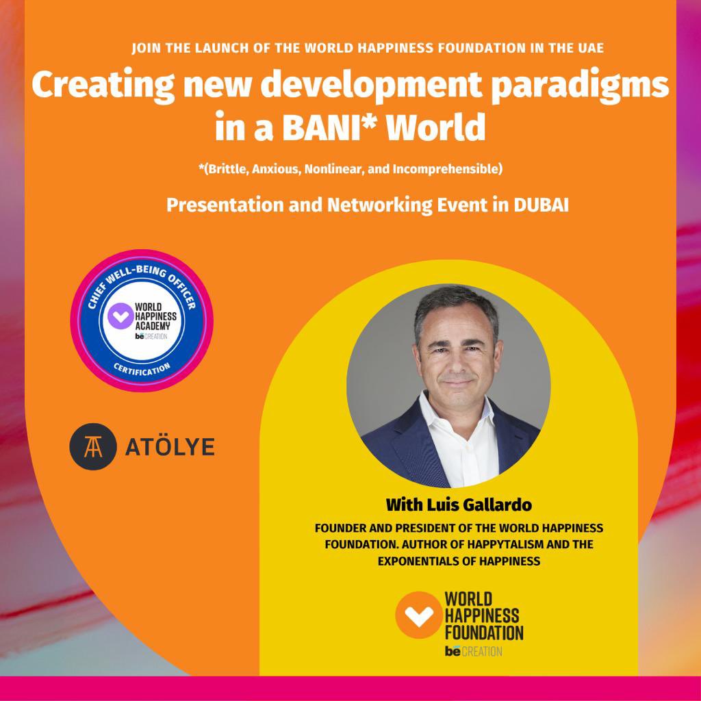 BoueryCarine's tweet image. Happy to host the @worldhappinessf in the #UAE on Wednesday July 12. Register here: eventbrite.com/e/launch-of-th…