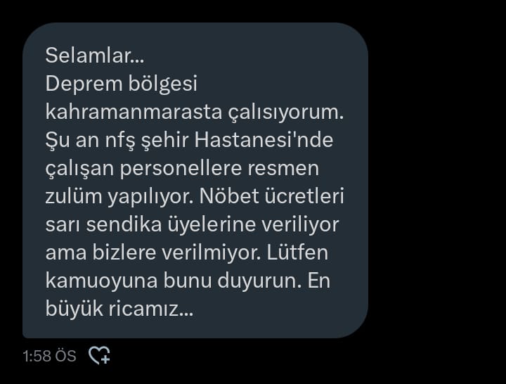 Sahadan gelen bir mesaj. Nöbet ücretlerinin sadece yetkili sendika üyelerine ödendiğine dair.  Bu konu hakkında bilginiz var mıdır ? Bu işin aslı var ise bu nasıl bir yöneticiliktir ?
Bu konunun incelenmesini talep ediyoruz
<a href="/drfahrettinkoca/">Dr. Fahrettin Koca</a> <a href="/sagliklicozum/">T.C. Sağlık Bakanlığı Sağlıklı Çözüm</a> <a href="/saglikbakanligi/">T.C. Sağlık Bakanlığı</a>