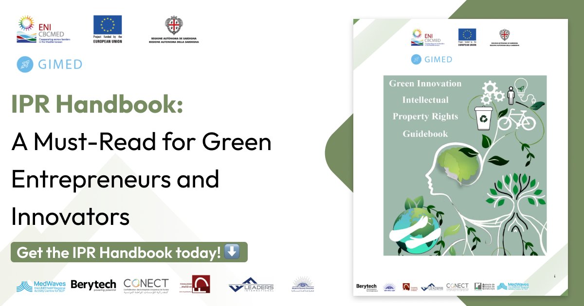 📔 GIMED IPR Handbook: A must-read for green entrepreneurs and innovators!

Learn how to protect your green innovations and drive sustainable development with IP.

Download the handbook today: bit.ly/3riJcL9

#IPRHandbook #GreenInnovation #Sustainability #CircularEconomy