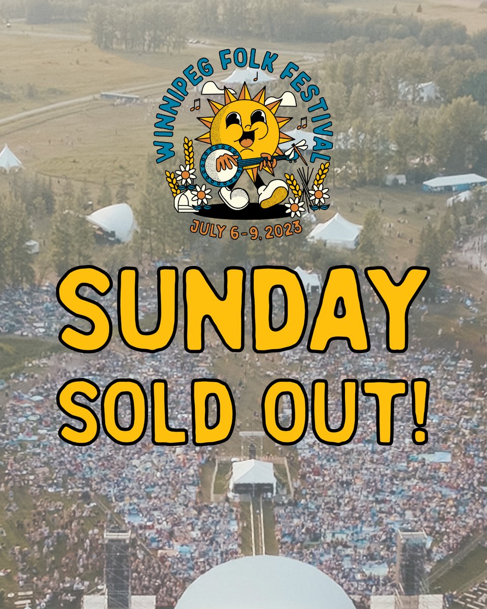 Winnipegfolk's tweet photo. Sunday is officially SOLD OUT! Thank you to all our amazing folkies for all the support. 

If anyone was looking to come today but didn’t have tickets please do not come out to the Festival, we do not have tickets available on site. Thanks! https://t.co/Ouo9TGHPFi