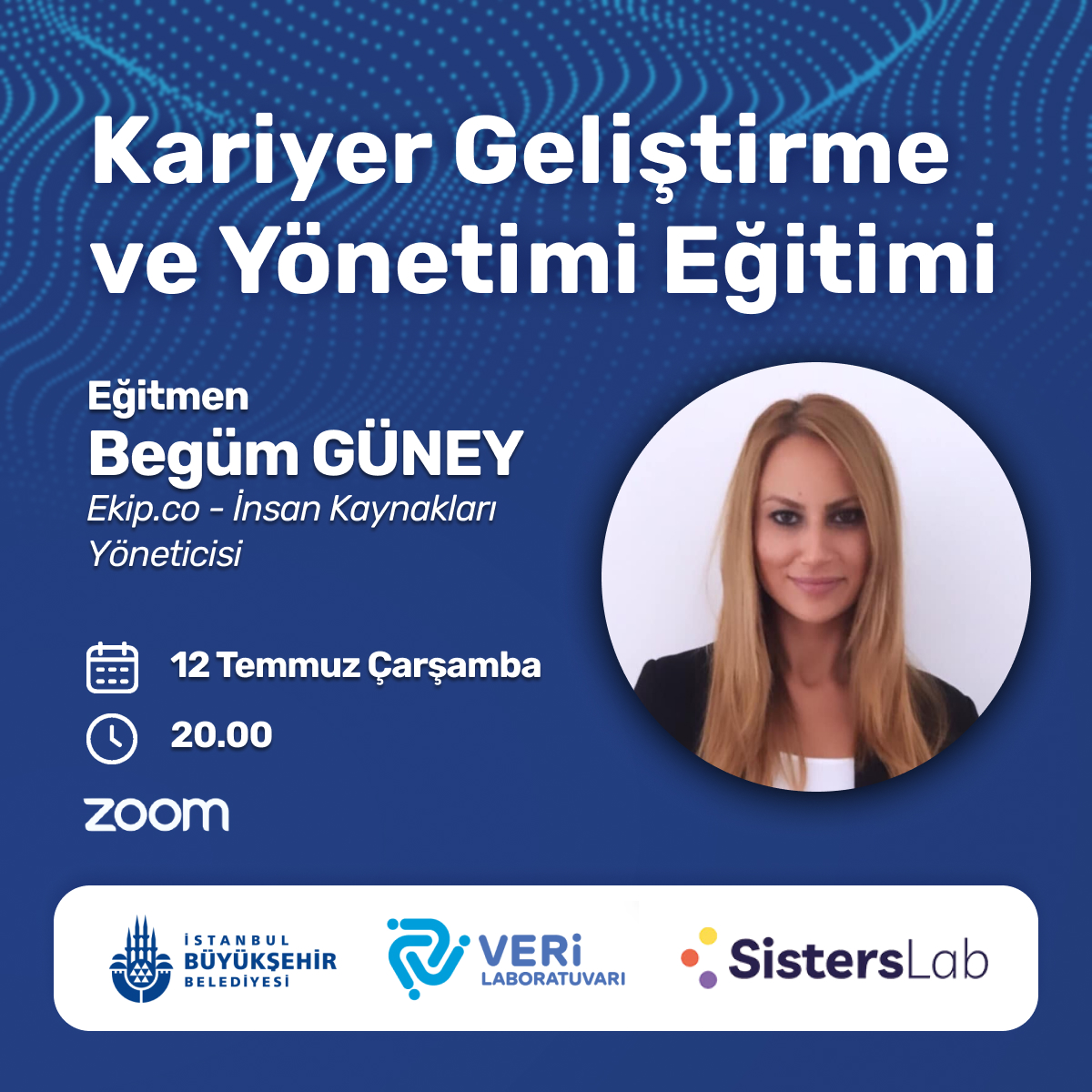 İBB Veri Laboratuvarı (@VeriLablst) iş birliğinde Begüm Güney (<a href="/begummguneyy/">Begüm Güney</a>) eğitmenliğinde Kariyer Geliştirme ve Yönetimi eğitimi düzenliyoruz.

Kaydolmak için tıklayın.
meetup.com/i%CC%87bb-veri…