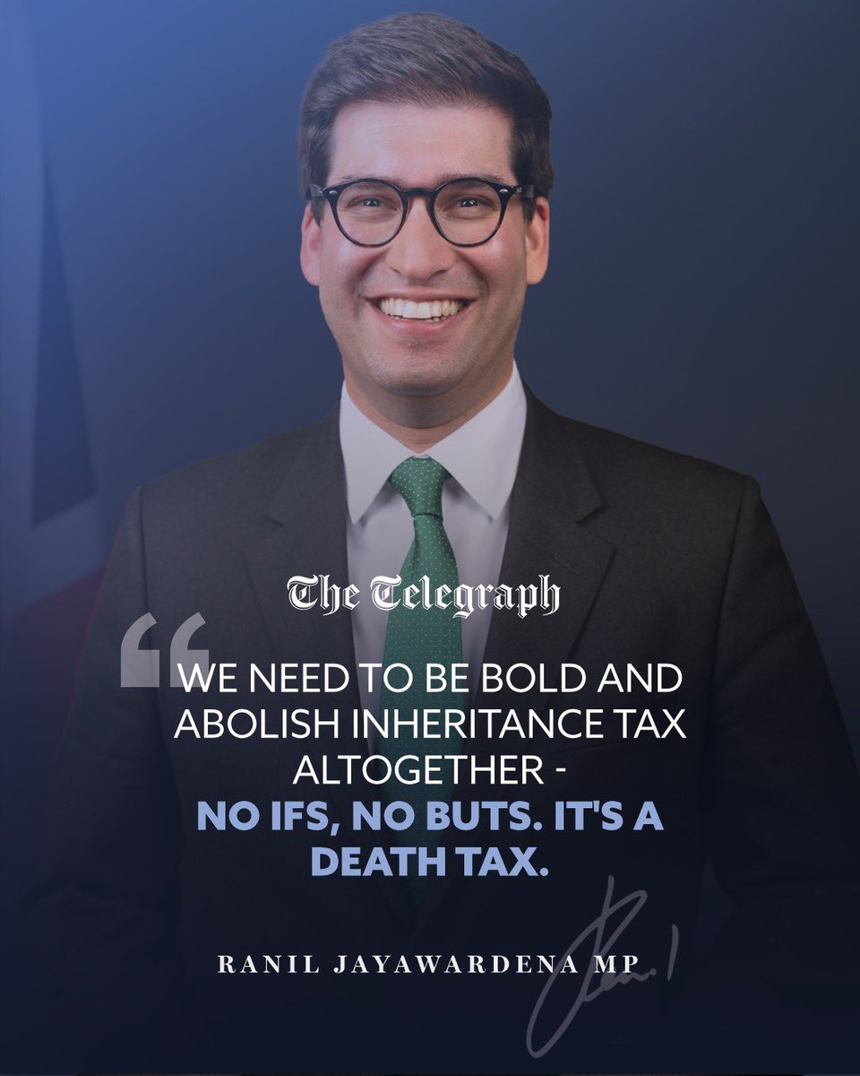 ranil's tweet photo. ๐ฅ We need to be bold.
๐ท Itโs time for tax reform at every stage in peopleโs lives โ including for those whoโve worked hard to hand something down to their loved ones.
๐ Read the latest: https://t.co/2WxCYpAuBE
#DeathTax #IHT #Tax #TaxReform #TaxCuts #DeathAndTaxes #Growth https://t.co/FNqRI9BpRB