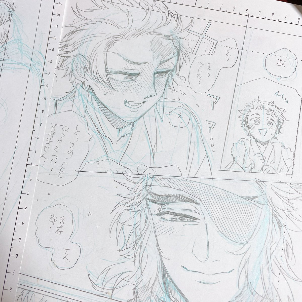 今回の本に、ハマりたての頃に描いてシブにもアップしてるこの📷生存イフ小話をペン入れして収録します。🔥🎴
前後繋がるようにちょっとコマや台詞弄ったりもしてます。
https://t.co/aZo9miPv6z
これアップした時まだ本誌連載中…!そうだった!贅沢!しみじみ…