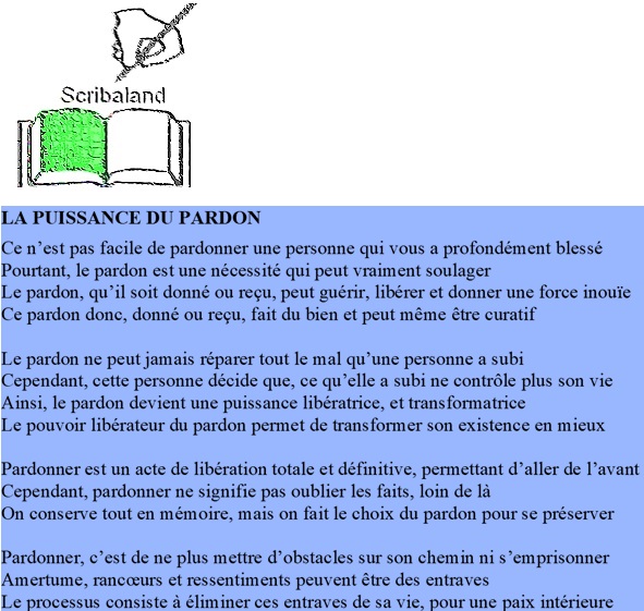 scribaland's tweet image. #Scribaland LA PUISSANCE DU PARDON
Le pardon n’est ni amnistie ni amnésie!#encrier #encyclopaedia #encyclopedia #encyclopedie #enligne #enseignant #enseignants #enseignante #enseignantes #enseignement #enseignements #enseigne #enseigner #ereader #ereaders #haiku #ereading #etudie