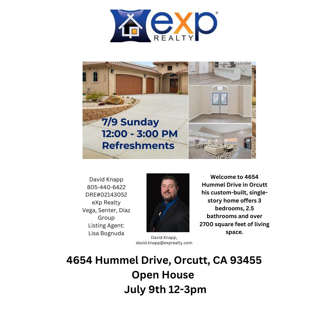 DavidKnapp_KHL's tweet photo. Open House in Orcutt! Sunday July 9th 12-3pm - Amazing custom home built this year! No HOA!
4654 Hummel Drive in Orcutt, CA 93455 

#newconstruction #Orcutt #oldtownorcutt #2023 #expproud #centralcoastcalifornia #smoothtransaction #lovewhereyoulive #localrealtor https://t.co/SSAcOeF4Dh