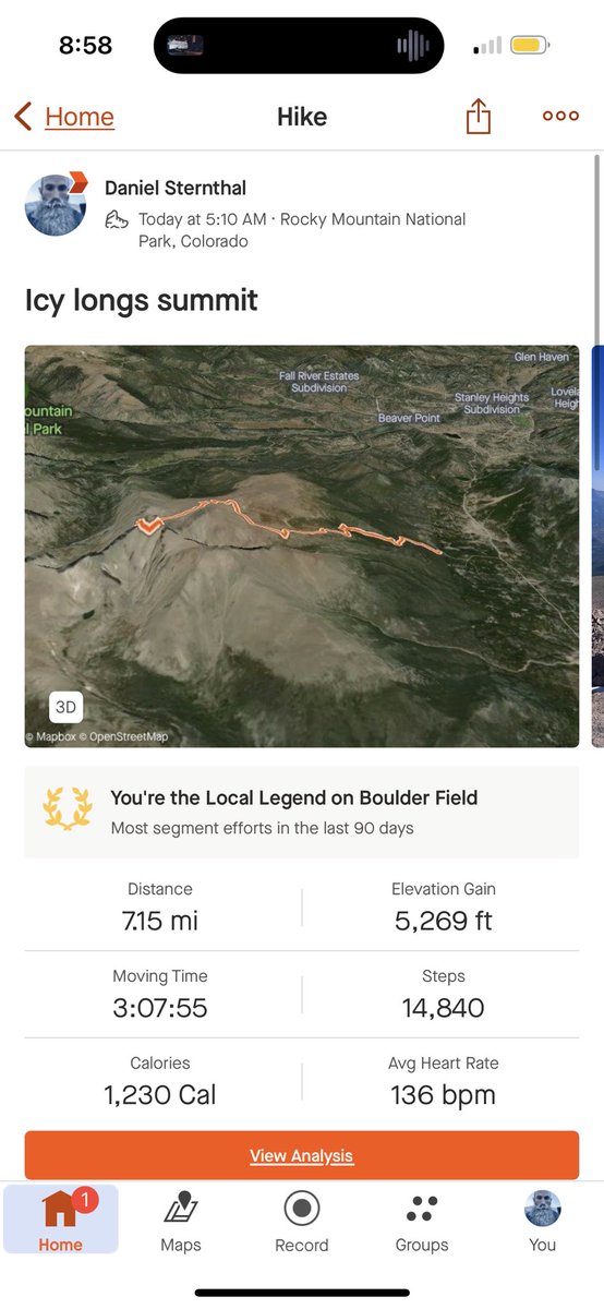 dan1elsternthal's tweet image. Another lap on longs peak. Had a visitor this time . 

#runchat #runners #runfast #garmin #strava #lancasterpa #speed #runfaster

#runchat #running #runner #ultrarunner