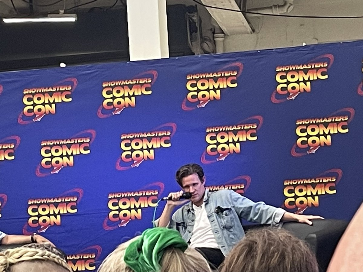 dare_megan's tweet photo. Here are some of the photos I got from #MattSmith talk yesterday at London film and comic con. My dad got better ones so I’ll post those once he’s sent them to me ❤️ https://t.co/KvlfYHhs1b
