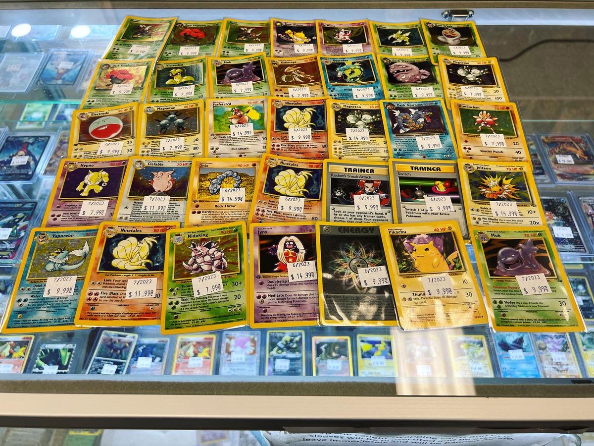 RetroReplaymd's tweet photo. Even more Pokémon cards in stock! #pokemon #pokemoncards #pokemoncommunity #pokemontcg #pokemoncollector #gottacatchemall #legendarycollection #wotc #wizardsofthecoast #expokemon #videogames #gamestore #retroreplaybelair #maryland #shoplocal #tagteam #rarepokemoncards #charizard https://t.co/Oxy05yLE8j