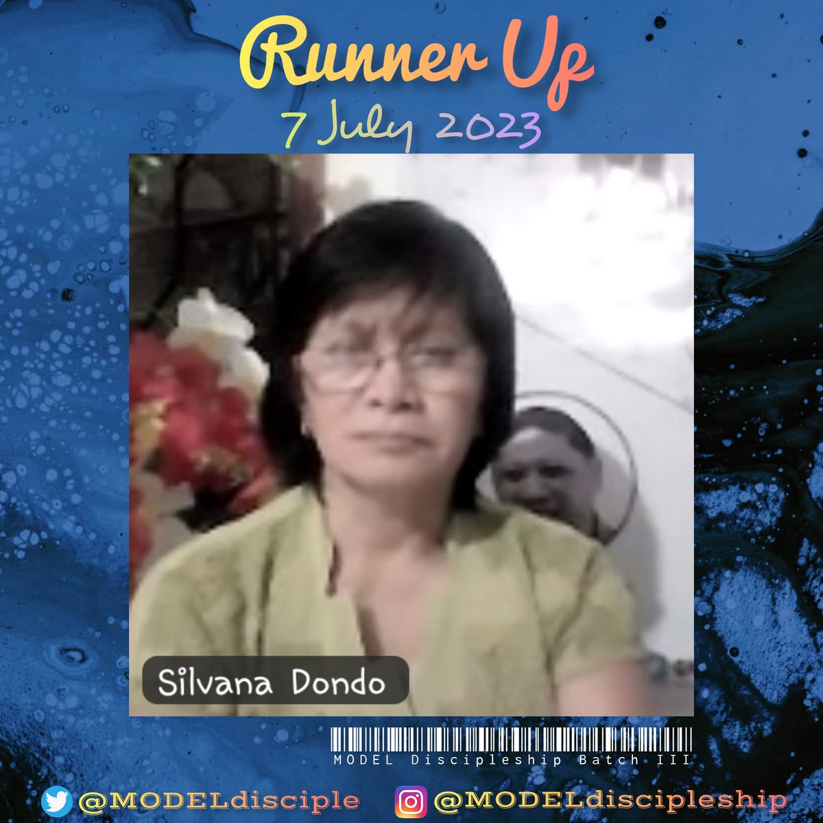 MODELdisciple's tweet photo. 5th Week -> 7 July 2023
• #DiscipleOfTheWeek •
🎉 Mrs. #HadiSantoso 👏

• #RunnerUp
🎉 Mr. #SIlvanaDondo 👏

Discipleship 4.0
🇲 • 🇴 • 🇩 • 🇪• 🇱 https://t.co/PfTmxOWkPz