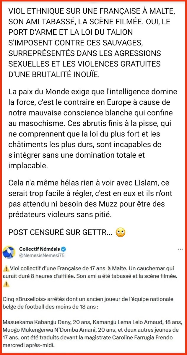 BIZARREMENT, LA PRESSE FRANÇAISE N'EN PARLE PAS 
Ils ne veulent sûrement pas en rajouter, après les émeutes arabonoires. Car ce viol a aussi été commis par des africains.