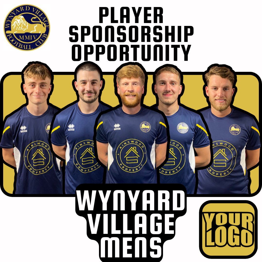 🚨 Attention Businesses! 🚨 Join Wynyard Village FC by becoming a Player Sponsor! 🤝⚽️

For just £50, align your brand with the passion and dynamics of Wynyard Village FC.