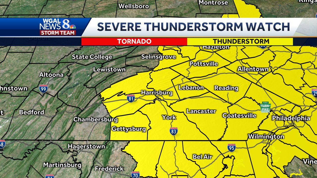 WGAL on Twitter "A Severe Thunderstorm Watch has been issued for all