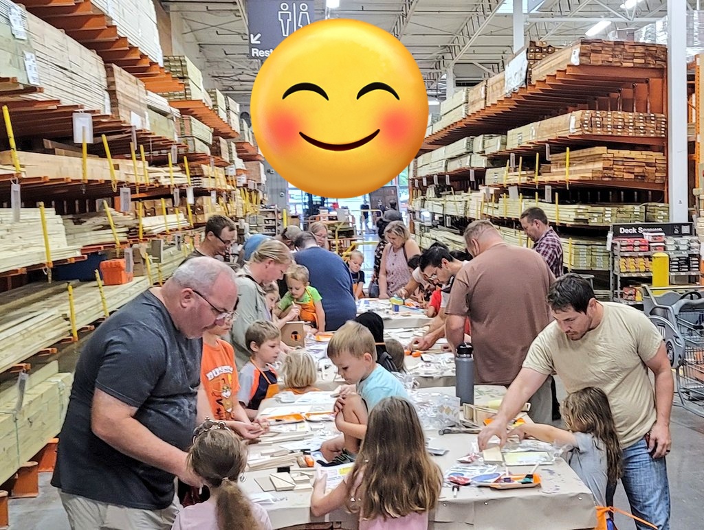 StephVasquezSA's tweet photo. #AssociateHighlight goes to Pro assoc. Emily and cashier Venicia for doing a great job on this month's Kid's Workshop! We celebrated a birthday & treated a very special kid who helped them clean up at the end! Way to drive the culture ladies! #BeingGreatAt6588 @THD_MikeMinuto https://t.co/0SlGAsPYvw