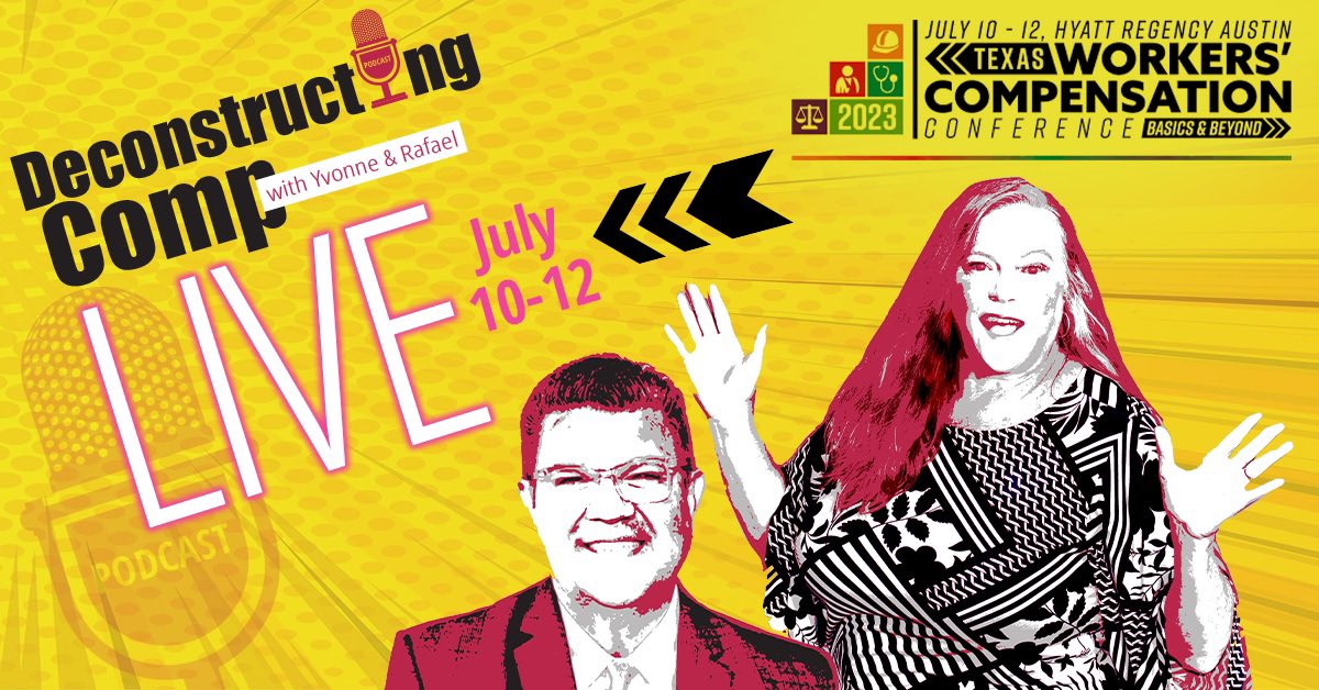 DeconstructComp's tweet image. Looking forward to “live podcasting” in Austin, TX during the #TWCC Texas Workers’ Compensation Conference this week! #workerscompensation #networking #podcast #texas