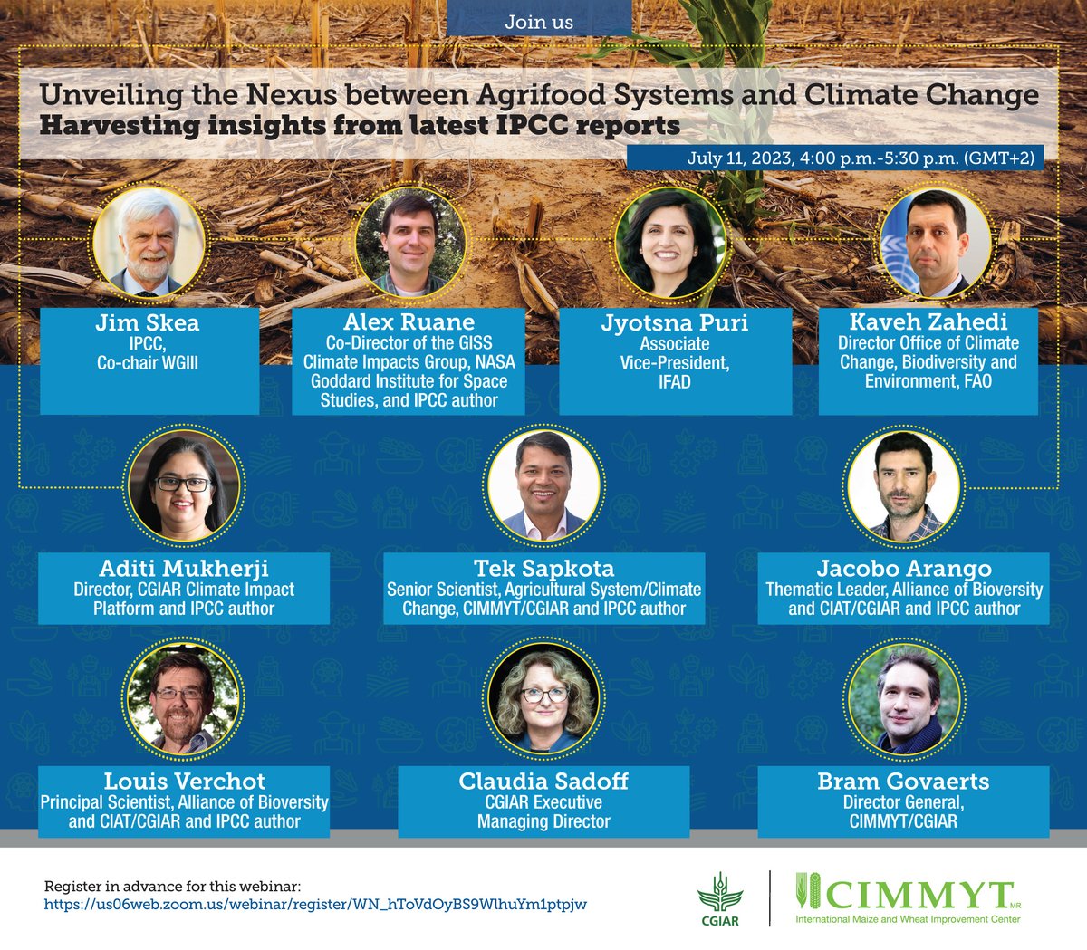 CGIAR's tweet image. 🌡🌾 In this webinar with @CIMMYT, explore findings on climate and agrifood systems from the latest @IPCC_CH  #ClimateReport.

Ft. @JimSkeaIPCC @Jo_Puri  @claudiasadoff @kavehzahedi2023 @bramacimmyt + more

📅 July 11, 2023, 4pm CEST
🔗 on.cgiar.org/44AO90b