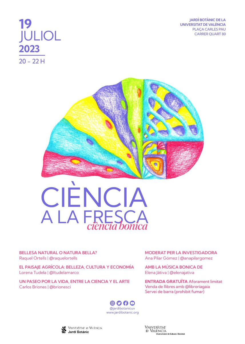 📢Próximos 12 y 19 de julio 🗓️ 
🎯Comienza en el @JardiBotanicUV  de #Valencia #CiènciaALaFresca 🌏🌻 #CiènciaBonica🤩
🍀Vamos a disfrutan aprendiendo! Nos vemos allí!💚
Mas info👉 jardibotanic.org/?apid=cultura_…