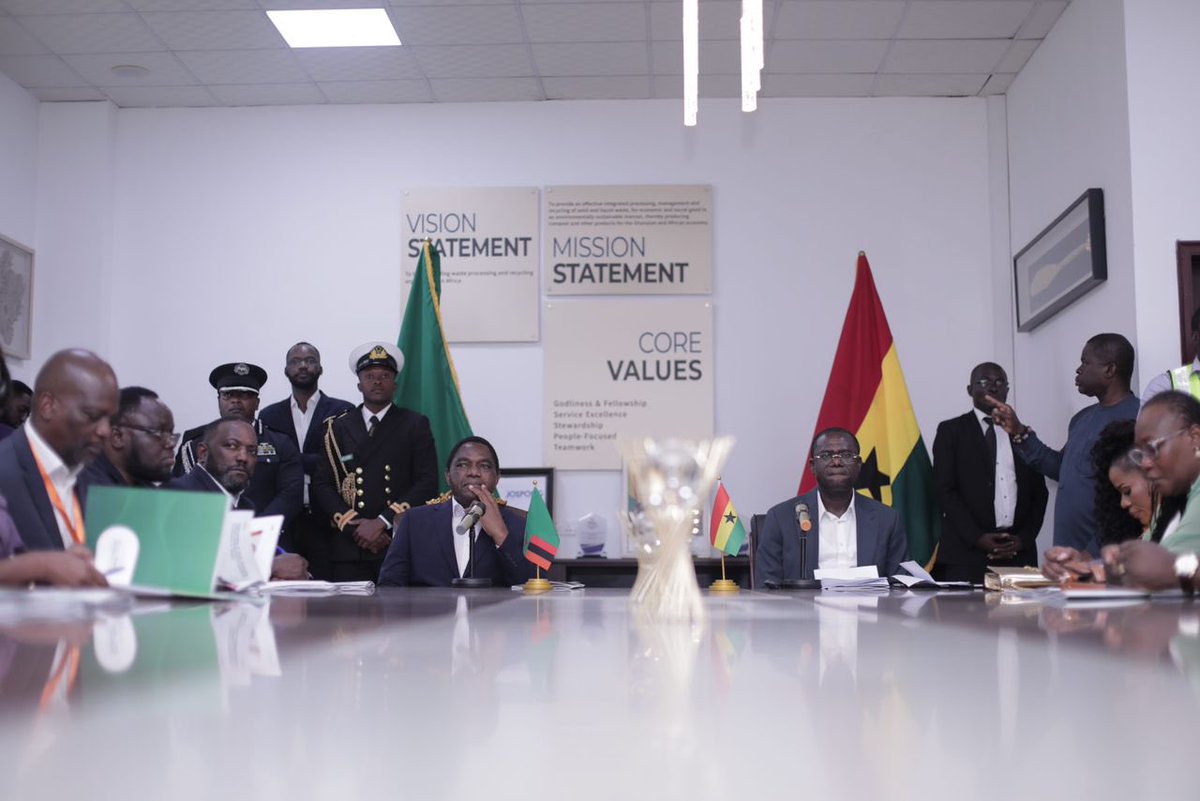 vessel4's tweet photo. His Excellency @HHichilema yesterday visited one of the subsidiaries of @thejospongroup, @accracompost led by @jsagyepong .He acknowledged and applauded the team for their efforts in revolutionizing waste mgt and recycling in Ghana. #JOSPONG #WasteRevolution #LeadingTheChange https://t.co/xC7NdJFwIZ